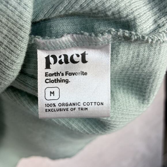 Pact Womens M Pastel Green Organic Cotton Waffle Knit Henley Thermal Top - Picture 4 of 8